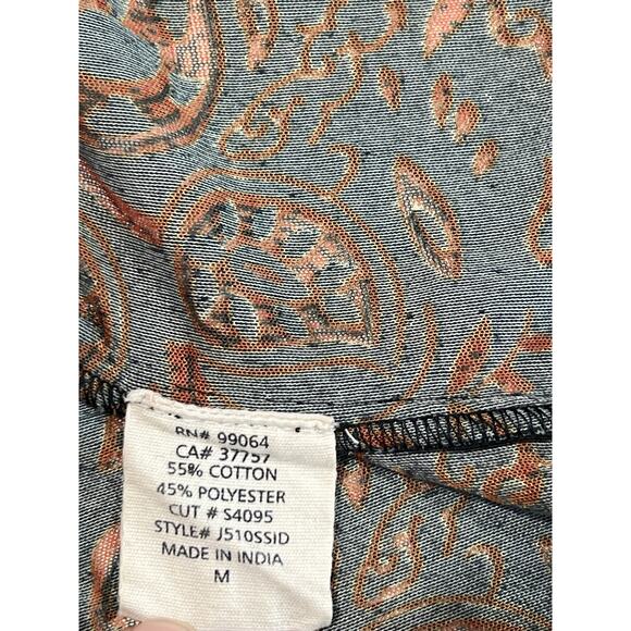 Billabong Black and Copper Semi-Sheer Burnout Velvet Open Cardigan Size M Boho - Picture 8 of 10